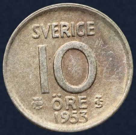 10 Öre 1953 Zweden Zilver