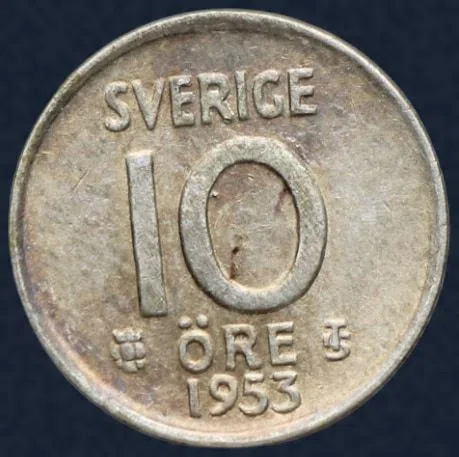 10 Öre 1953 Zweden Zilver