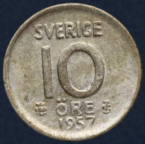 10 Öre 1957 Zweden Zilver