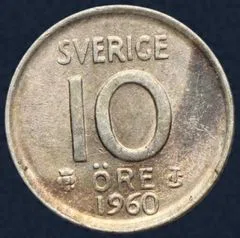 10 Öre 1960 Zweden Zilver