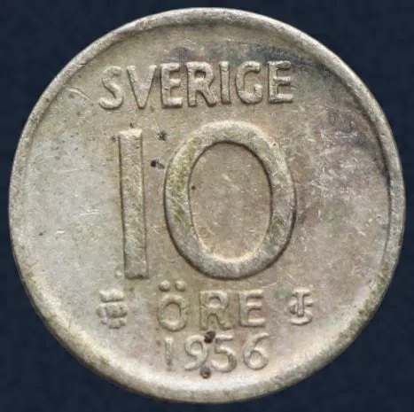 10 Öre 1956 Zweden Zilver