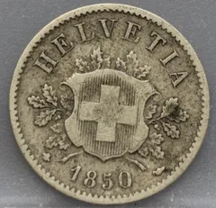10 Rappen 1850 Zwitserland — Billon voorzijde