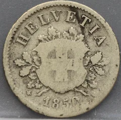 10 Rappen 1850 Zwitserland — Billon voorzijde