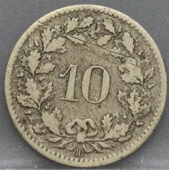 10 Rappen 1850 Zwitserland — Billon achterzijde