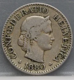 10 Rappen 1880 Zwitserland Cupronikkel voorzijde
