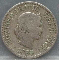 10 Rappen 1883 Zwitserland Cupronikkel voorzijde