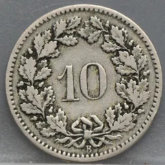 10 Rappen 1895 Zwitserland Cupronikkel achterzijde