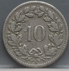 10 Rappen 1899 Zwitserland — Cupronikkel achterzijde