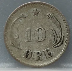 10 Öre 1874 Denemarken Zilver achterzijde