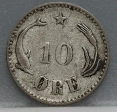 10 Öre 1874 Denemarken Zilver achterzijde