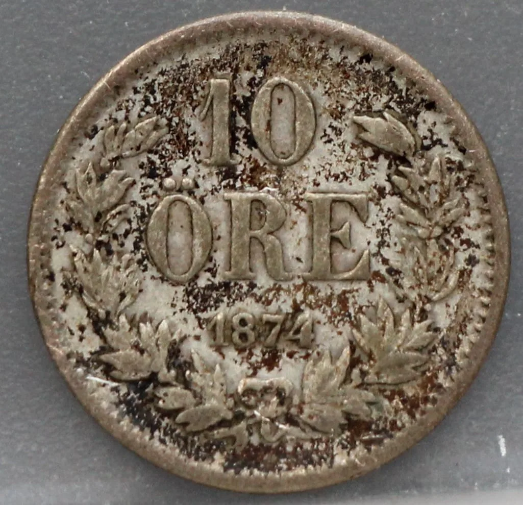 10 Öre 1874 Zweden — Zilver voorzijde