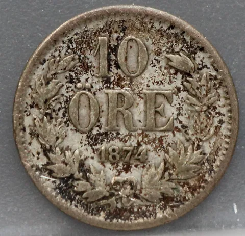 10 Öre 1874 Zweden — Zilver