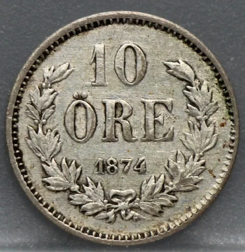 10 Öre 1874 Zweden — Zilver