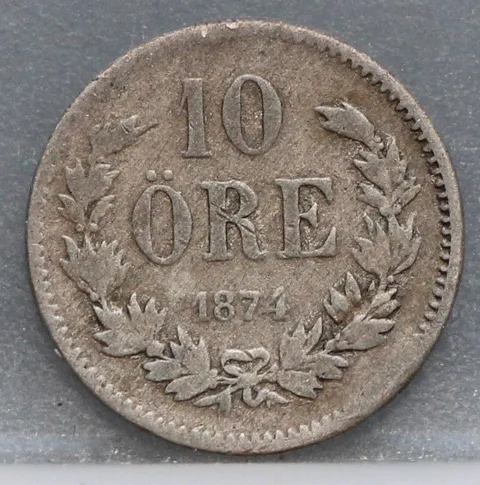10 Öre 1874 Zweden — Zilver