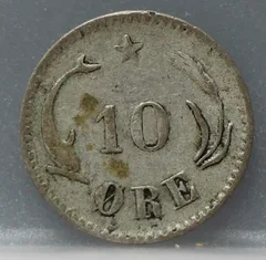10 Öre 1875 Denemarken Zilver achterzijde