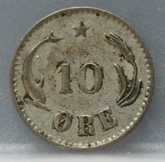 10 Öre 1875 Denemarken Zilver achterzijde