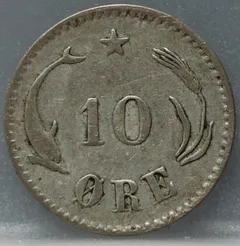 10 Öre 1875 Denemarken Zilver achterzijde
