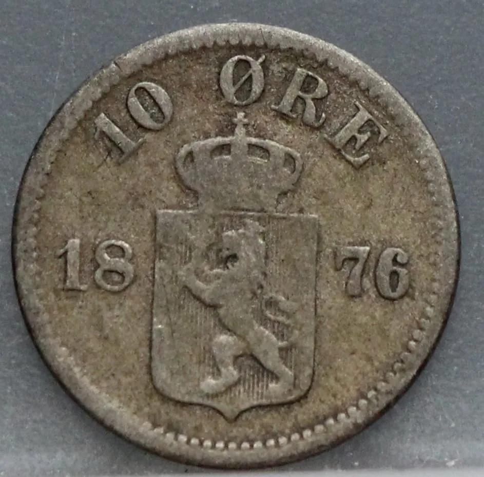 10 Øre 1876 Noorwegen Zilver voorzijde