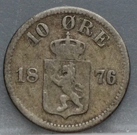 10 Øre 1876 Noorwegen Zilver