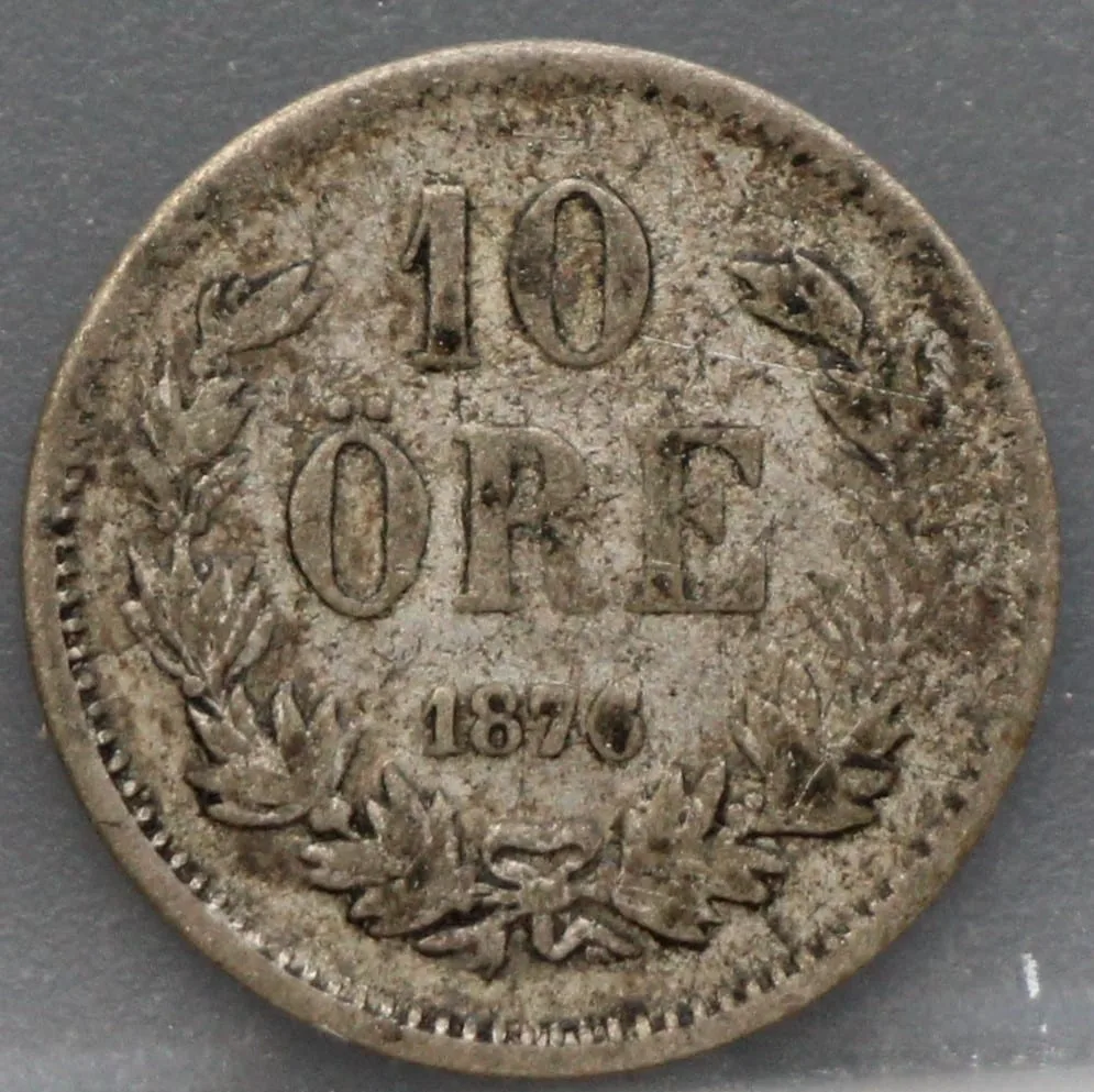 10 Öre 1876 Zweden — Zilver voorzijde