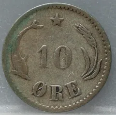 10 Øre 1882 Denemarken Zilver achterzijde