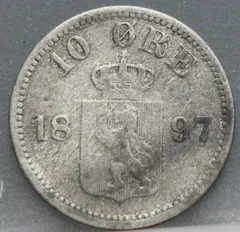 10 Øre 1897 Noorwegen Zilver voorzijde