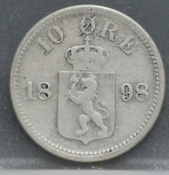10 Øre 1898 Noorwegen Zilver voorzijde