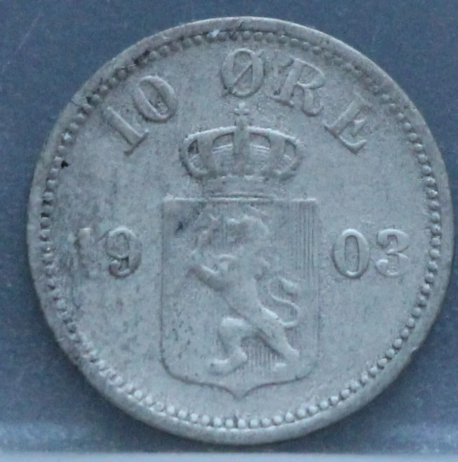 10 Øre 1903 Noorwegen Zilver voorzijde