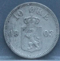 10 Øre 1903 Noorwegen Zilver voorzijde