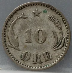 10 Öre 1905 Denemarken — Zilver achterzijde