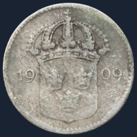 10 Öre 1909 Zweden Zilver