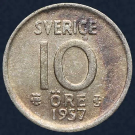 10 Öre 1957 Zweden Zilver