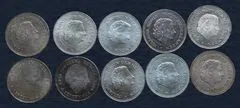 10 stuks zilveren 10 gulden 1970 en 1973