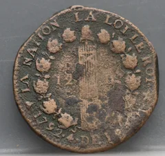 12 Deniers 1792 (BB) Frankrijk — Brons achterzijde