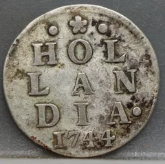 2 Stuiver 1744 Holland — Dubbele Wapenstuiver