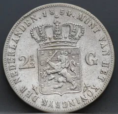 2 1/2 gulden 1854 - rijksdaalder 1854 -  Willem 3 achterzijde
