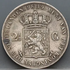 2 1/2 gulden 1859 - rijksdaalder 1859 -  Willem 3 achterzijde
