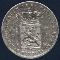 2 1/2 Gulden 1861 Willem III — Zilver, Punt tussen I en P