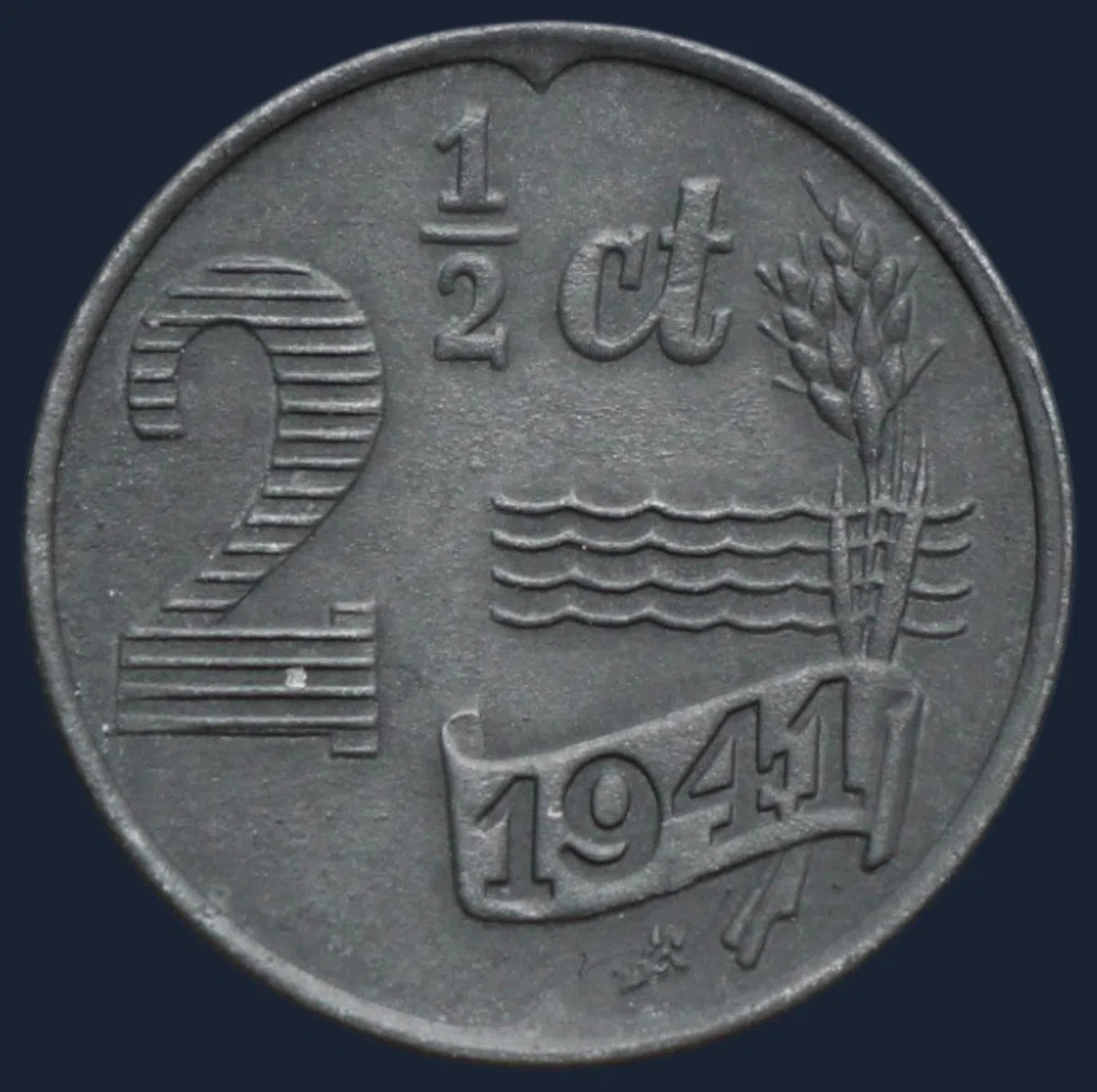 2½ Cent 1941 Halve Stuiver Zink