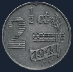 2½ Cent 1941 Halve Stuiver Zink