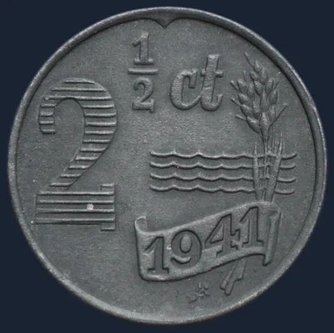 2½ Cent 1941 Halve Stuiver Zink