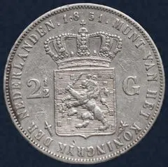 2½ Gulden 1851 Willem III type 1 met punt