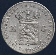 2½ gulden 1851 Willem III type 1 - met punt