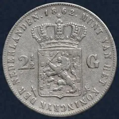 2½ Gulden 1862 B Willem III - zonder punt