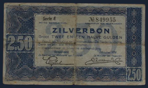 2½ Gulden Zilverbon 1938 - NVMH 13-1A