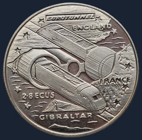 2,8 Ecu 1993 Gibraltar 'Opening of the Channel Tunnel'