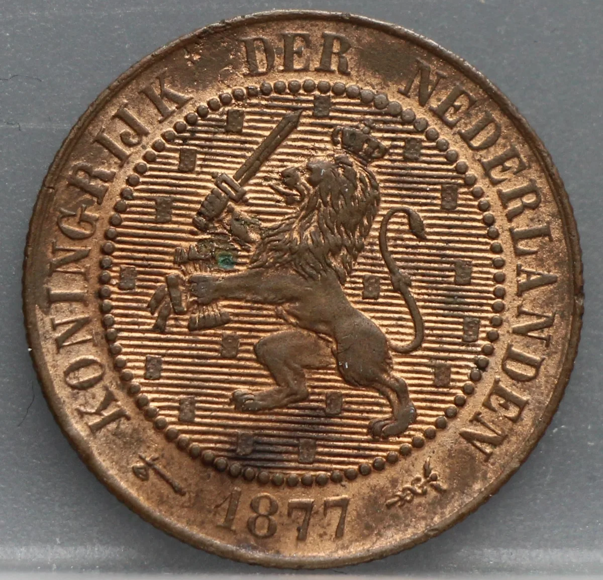2½ Cent 1877 — Bronzen Halve Stuiver voorzijde, brons