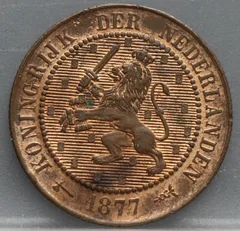 2½ Cent 1877 — Bronzen Halve Stuiver voorzijde, brons