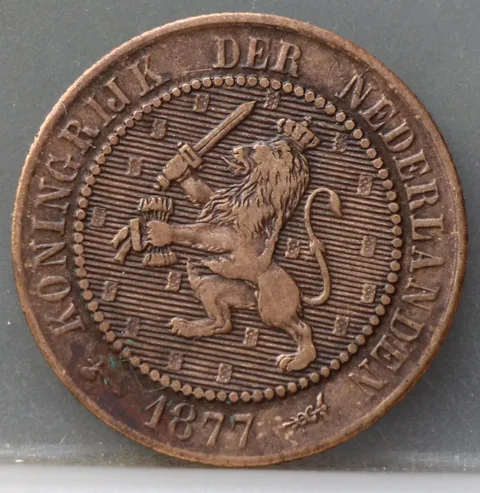 2½ Cent 1877 — Bronzen Halve Stuiver Willem III