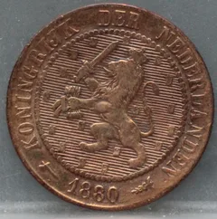 2½ Cent 1880 – Halve Stuiver Brons Willem III voorzijde